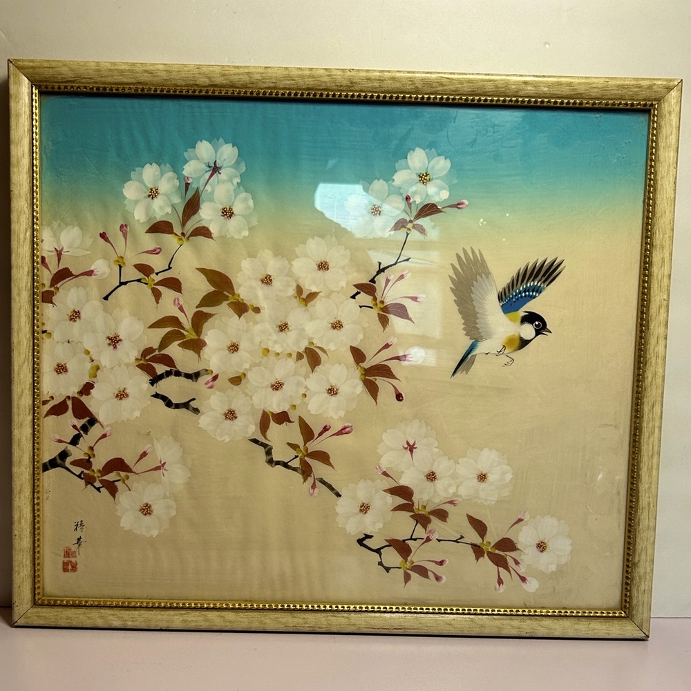 Vintage Batik watercolor on silk painting